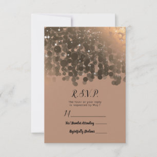 Honey Beige Champagne Golden Sparkle UAWG Reply RSVP Karte