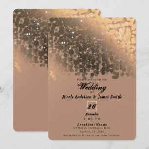 Honey Beige Champagne Golden Sparkle Wedding Einladung