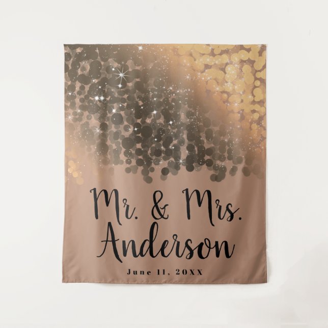 Honey Beige Champagne Golden Sparkor Lights Wandteppich (Vorderseite)