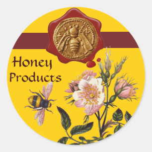 HONEY BEY AND WILD ROSE, BEEKEEPER WAX SIEGEL RUNDER AUFKLEBER