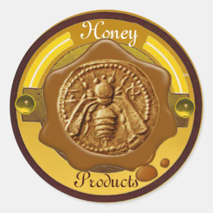 HONEY BEY / BEEKEEPER BEEKEEPING BROWN WAX SIEGEL RUNDER AUFKLEBER