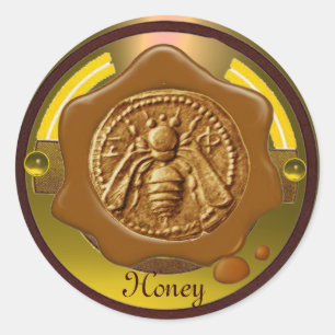 HONEY BEY / BEEKEEPER BEEKEEPING BROWN WAX SIEGEL RUNDER AUFKLEBER