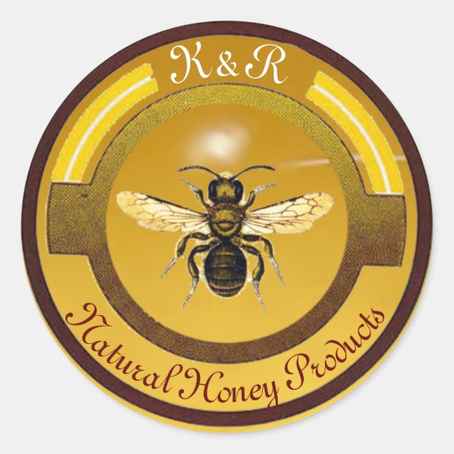 HONEY BEY / BEEKEEPER CIRCLE MONOGRAM RUNDER AUFKLEBER (Vorderseite)