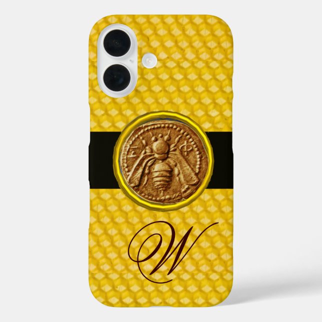 HONEY BEY, BEEKEPER MONOGRAM iPhone 16 HÜLLE (Rückseite)
