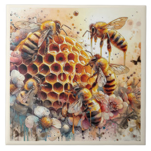 HONEY BEY BLUME auf HONEYCOMB   KERAMIK Fliese