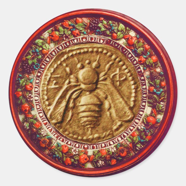 HONEY BEY / RED GREEN FLORENTINE FLORAL CROWN RUNDER AUFKLEBER (Vorderseite)
