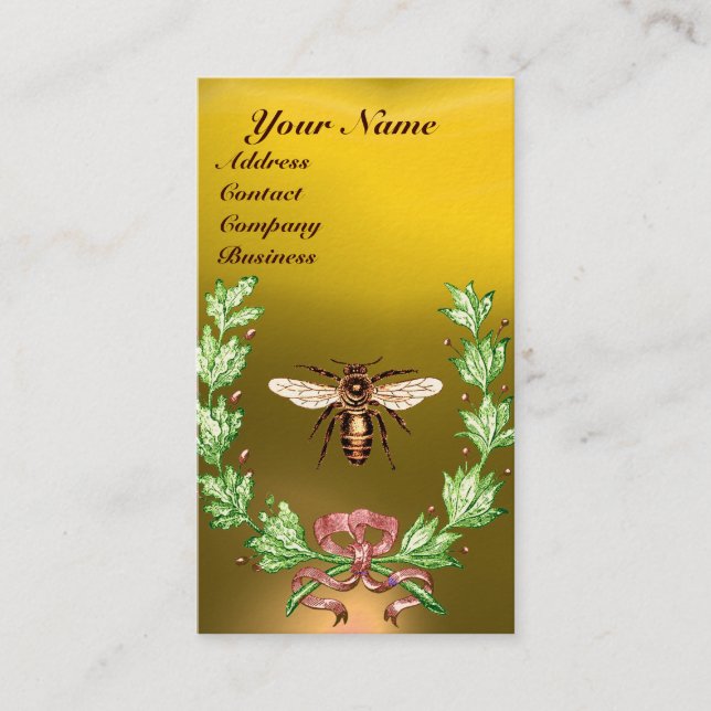 HONEY BIEY BEEKEEPING WREATH RED WAX SIEGEL MONOGR VISITENKARTE (Vorderseite)