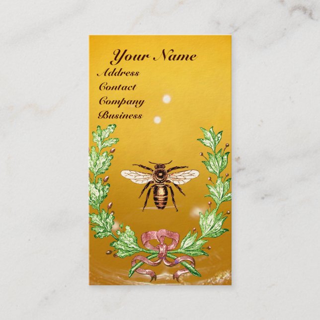 HONEY BIEY BEEKEEPING WREATH RED WAX SIEGEL MONOGR VISITENKARTE (Vorderseite)