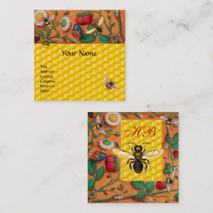 HONEY BIS SPRING BLUMEN, STRAWBERRIES BEEKEPER QUADRATISCHE VISITENKARTE