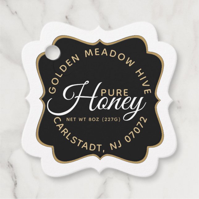 Honey Black and Gold Elegante Script hangtag Geschenkanhänger (Vorderseite)