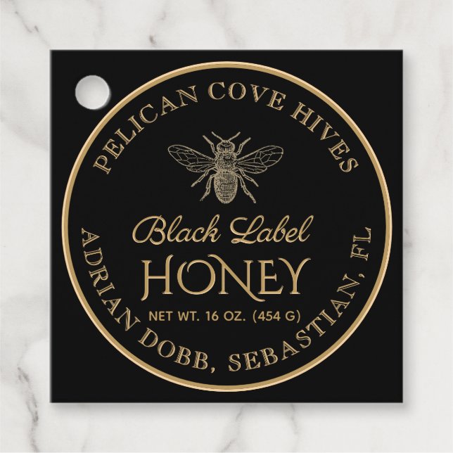Honey Black Gold Vintag Bee Label (Vorderseite)