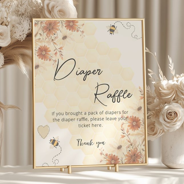 Honey Boho Wildblume Babydusche Windelwanne Raffle Poster (Von Creator hochgeladen)
