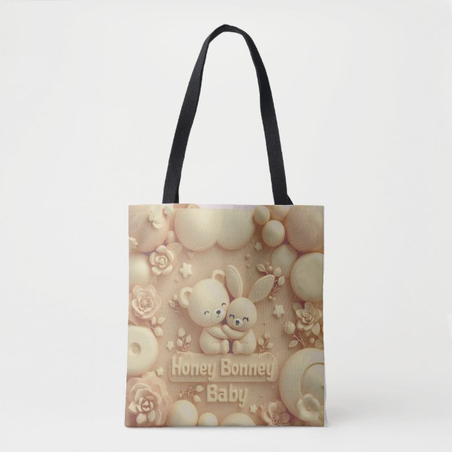 Honey Bonny Baby Cute Bear & Bunny Tote Bag (Devant)