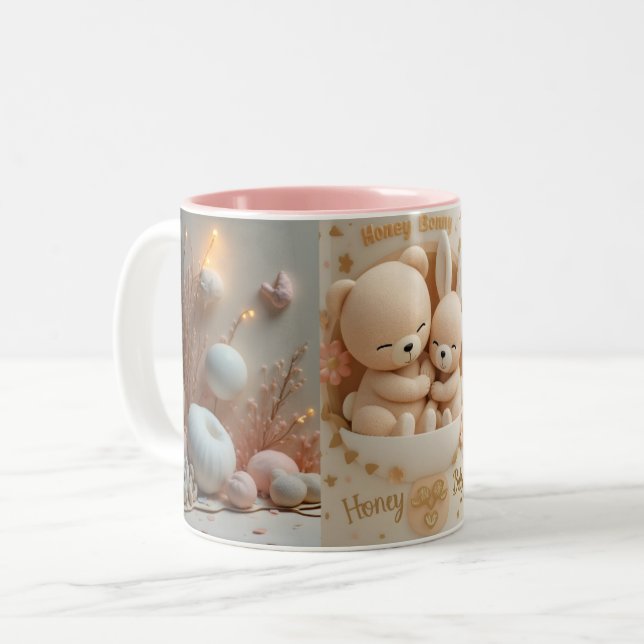 Honey Bonny Baby Mug – Baby Bear & Bunny (Devant gauche)