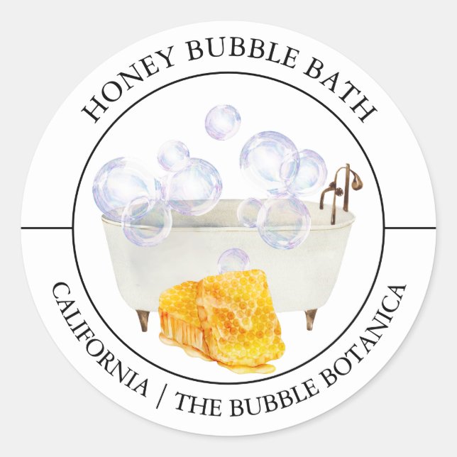 Honey Bubble Bath-Label Runder Aufkleber (Vorderseite)