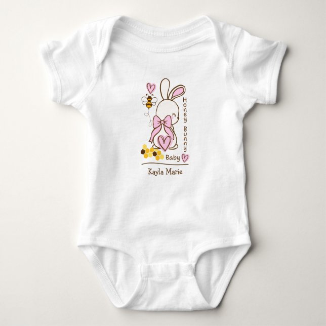 Honey Bunny Baby - Custom One-Piece Baby Bodysuit Strampler (Vorderseite)