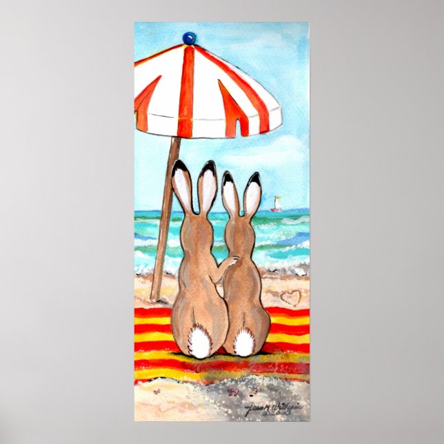 Honey Bunny Beach Rabbit Affiche de vacances tropi (Devant)