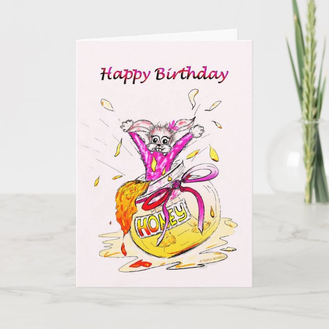 Honey Bunny Joyeux Anniversaire amusant carte de d (Devant)