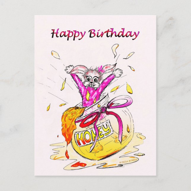 Honey Bunny Joyeux Anniversaire amusant carte de d (Devant)