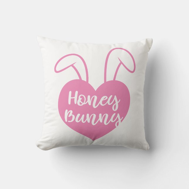 Honey Bunny Pink Herz Kissen (Vorderseite)
