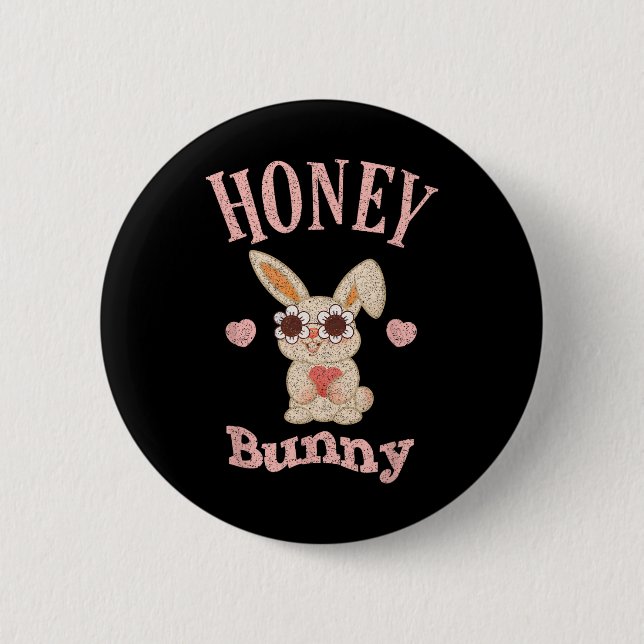 Honey Bunny Retro Osterfest Niedliche Rabbit Fraue Button (Vorderseite)