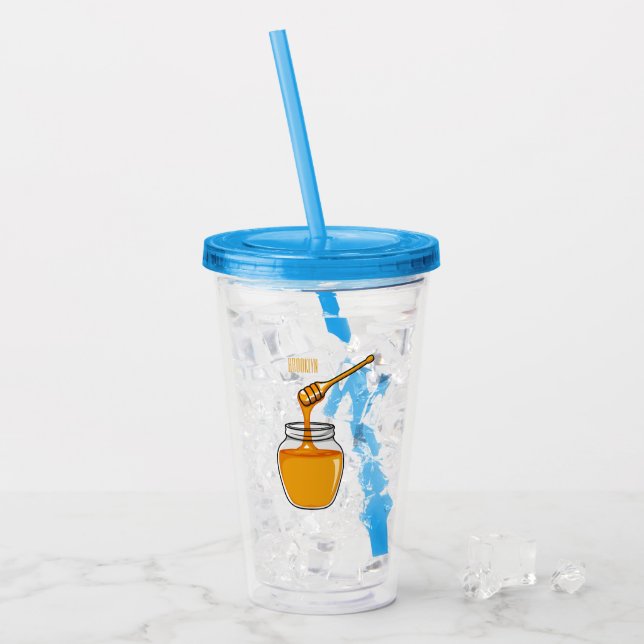 Honey Cartoon Illustration Acryltrinkbecher (Vorderseite Ice)