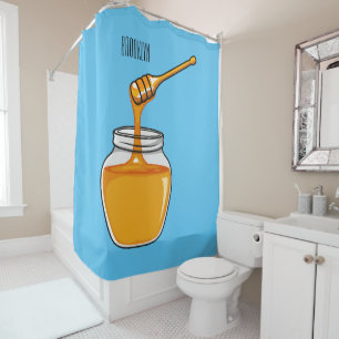Honey Cartoon Illustration Duschvorhang