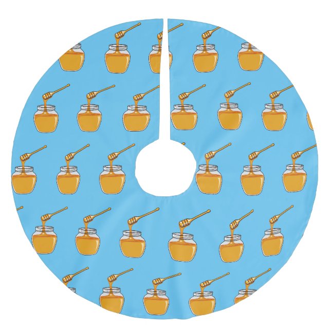 Honey Cartoon Illustration Polyester Weihnachtsbaumdecke (Vorderseite)