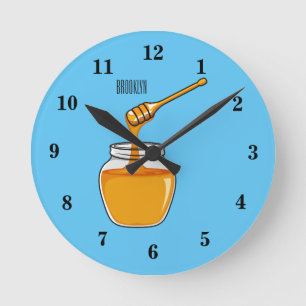 Honey Cartoon Illustration Runde Wanduhr