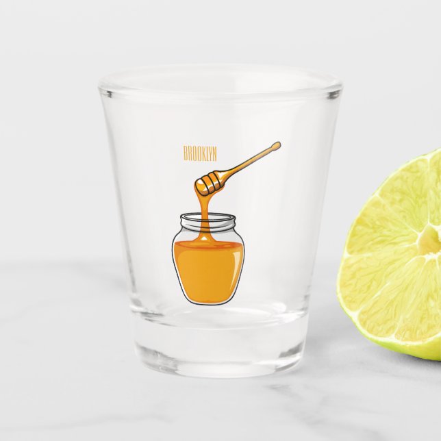 Honey Cartoon Illustration Schnapsglas (Vorderseite)