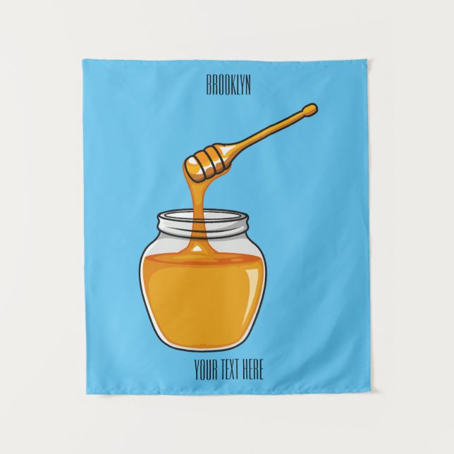 Honey Cartoon Illustration Wandteppich (Vorderseite)