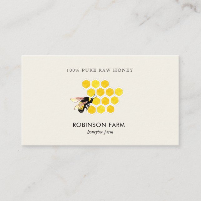 Honey comb & Bee Logo Visitenkarte (Vorderseite)