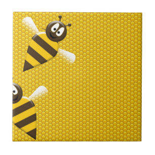Honey Comb Yellow Gold Bees Art Fliese
