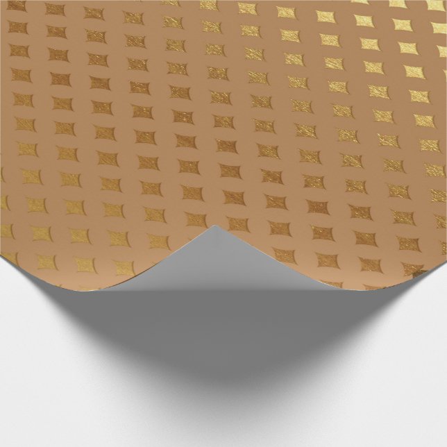 Honey Diamond Cut Brown Maroon Sepia Gold Metall Geschenkpapier (Ecke)