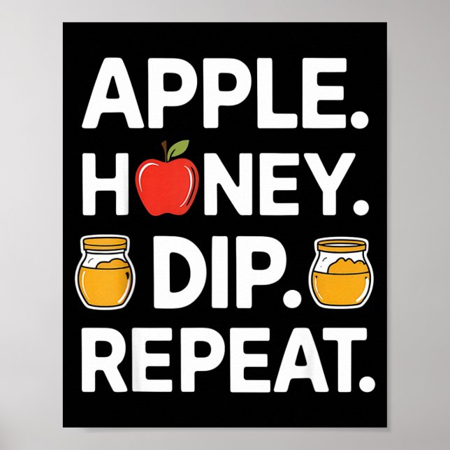 Honey Dip Repeat Funny Rosh Hashanah Jewish New Ye Poster (Vorne)