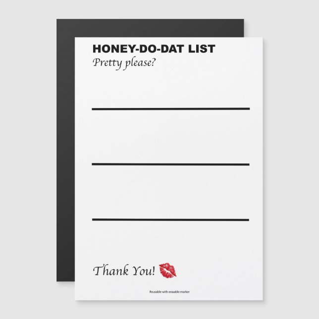 Honey Do Dat List Magneteinladung (Vorne/Hinten)