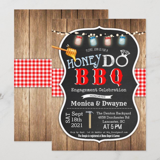 Honey Do GRILLEN Paares Verlobung Einladung (Vorne/Hinten)