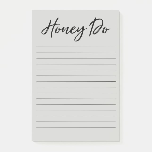 Honey Do List Grau Notepad Post-it Klebezettel (Vorderseite)