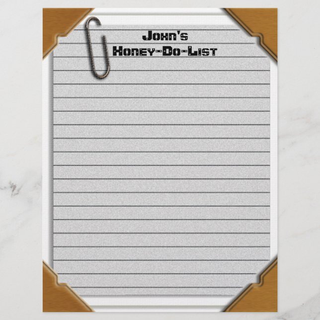 Honey-Do-List-Letterhead-Geschirr (Vorderseite)