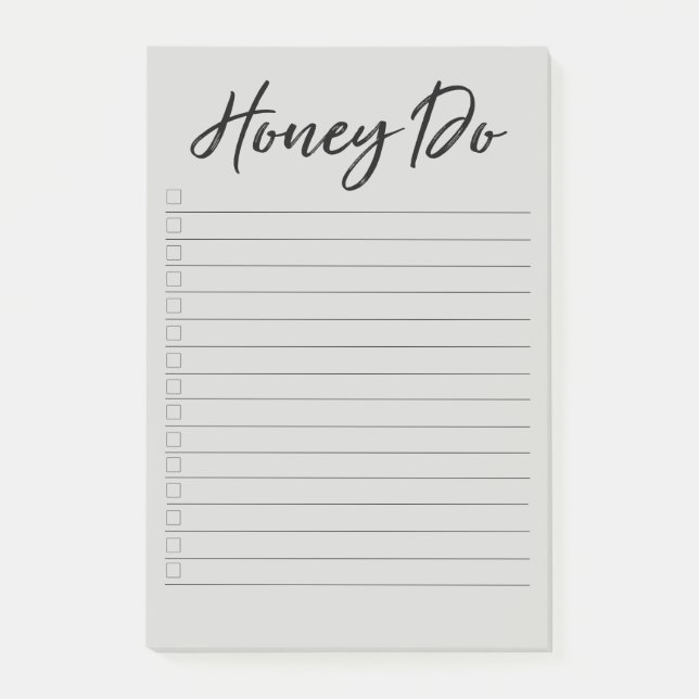 Honey Do List mit Checkboxen Grau Notepad Post-it Klebezettel (Vorderseite)