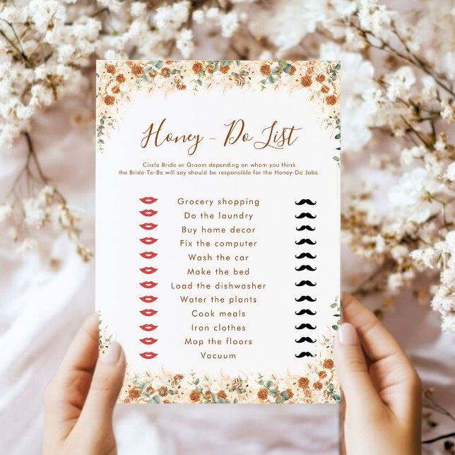 Honey Do List Spiel | Boho Terracotta Floral Brida (Von Creator hochgeladen)
