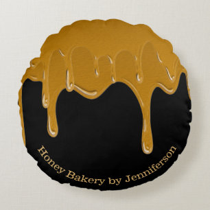 Honey Drip Sweet Bakery Gold Rundes Kissen