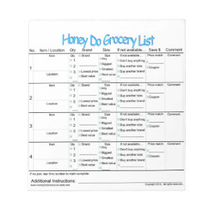 Honey Einkaufsliste Notizblock