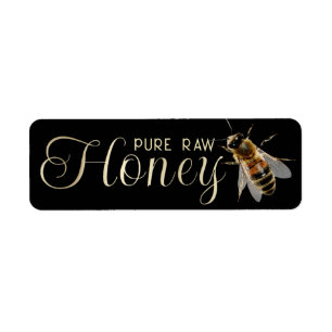 Honey Embossed Gold Text Realistische Biene auf sc