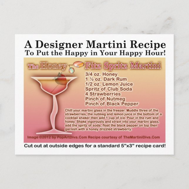 Honey Fitz Spritz Martini Rezept Postkarte (Vorderseite)