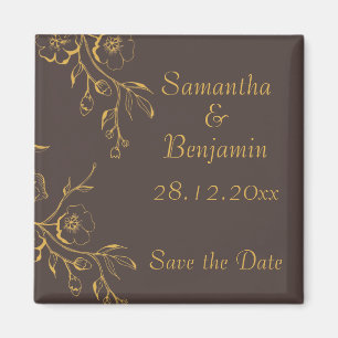 Honey Gold Herbstblumenhochzeit retten Datum Magnet