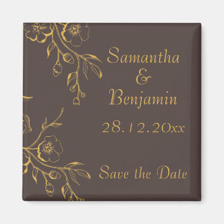 Honey Gold Herbstblumenhochzeit retten Datum Magnet