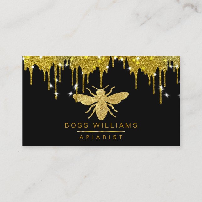 Honey Gold Tropfens Imitate Honey Bee Glitzer Visitenkarte (Vorderseite)