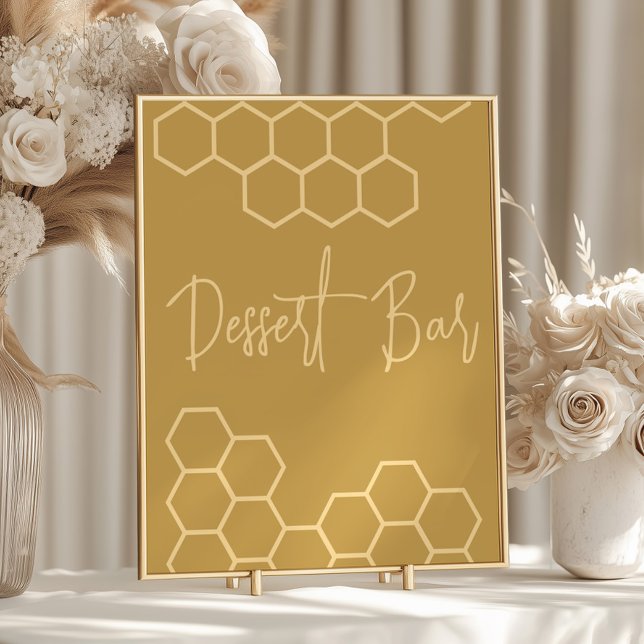 Honey Golden Beige Babydusche Dessert Bar Poster (Von Creator hochgeladen)