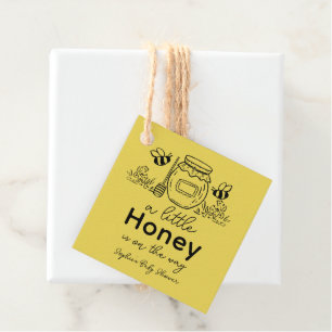 Honey-Handgezeichnetes Glas & Bienen Gelbe Babypar Geschenkanhänger